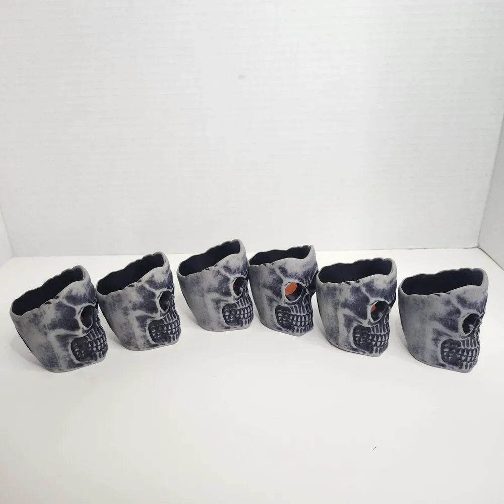 Lot Of 6 Skull Tea Lights